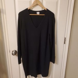 A New Day Women's Long Sleeve V-neck Black Dress, Size Large